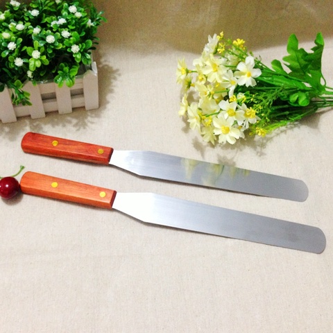 Dao chà láng thẳng / trét kem bánh gato cán gỗ cao cấp 25cm