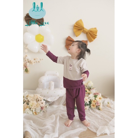 Little love Bộ cộc tay zalang phối hình xinh hè mát cho bé trai gái