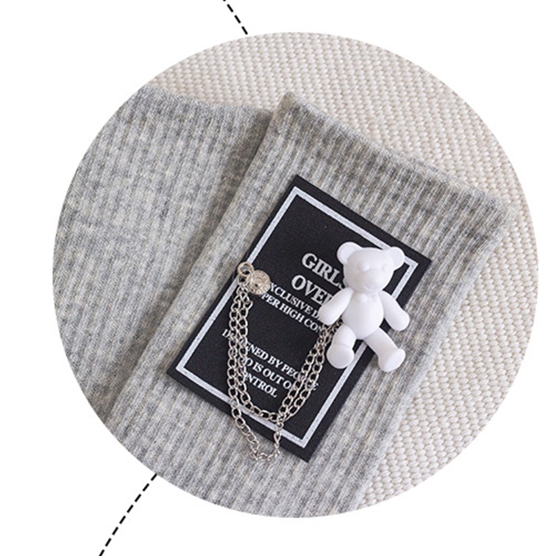Xiangbao Vớ Cotton Có Gân Và Dây Xích Kim Loại Hình Gấu Hoạt Hình Phong Cách Hip Hop Harajuku Dễ Thương Cho Nam Và