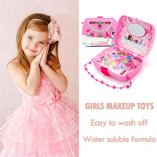 Yaleღ Kid Lips Nail Art Pigment Cosmetic Pretend Play Toy Girls Travel Makeup Kit