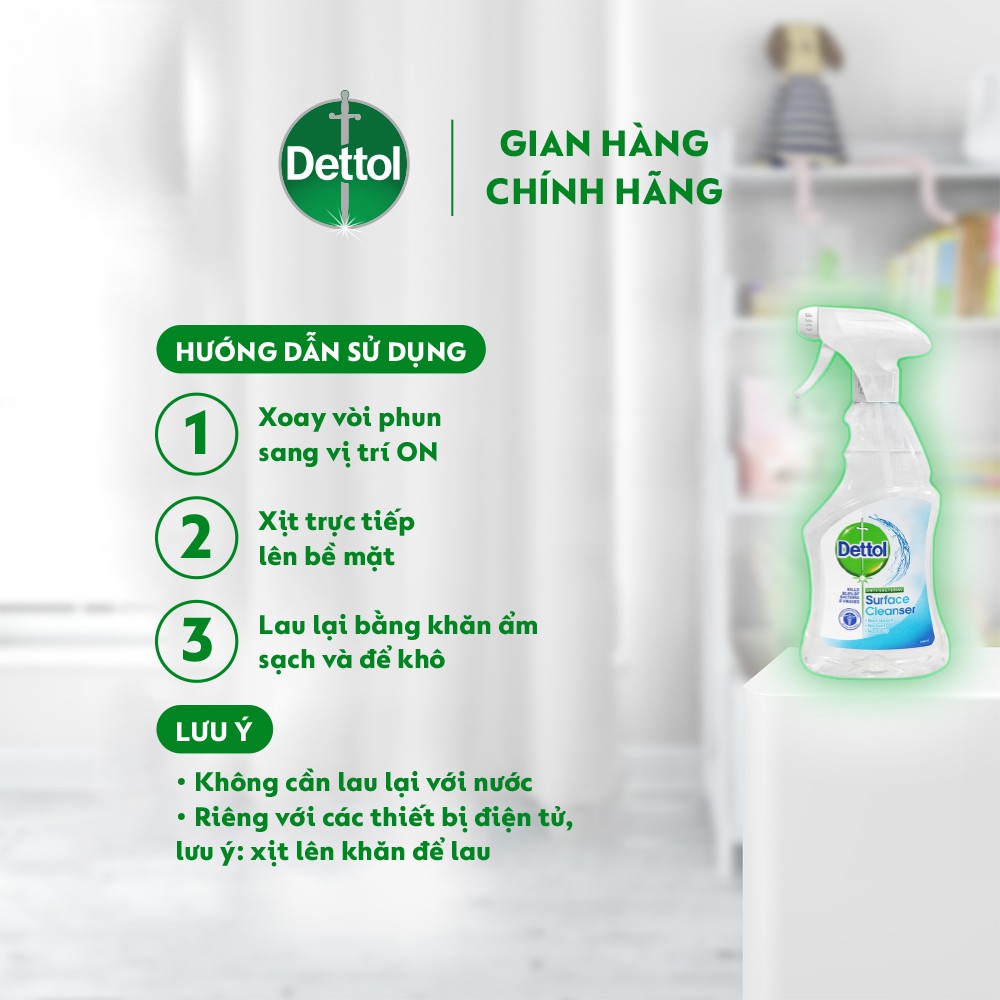 Chai xịt vệ sinh bề mặt kháng khuẩn Dettol 500ml