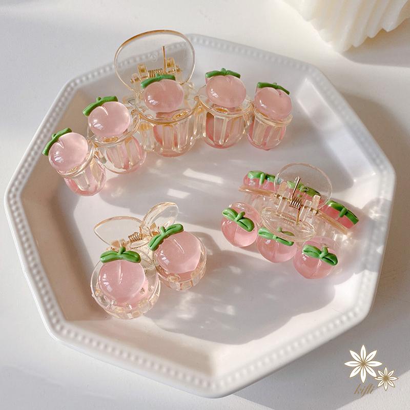 【kifli】Kẹp Tóc Hình Quả Đào Màu Hồng Trong Suốt 2022