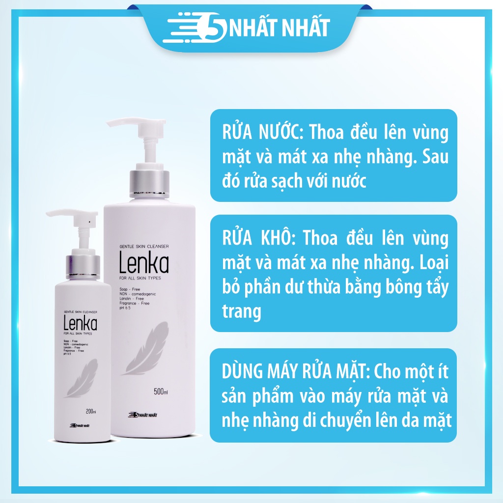 Sữa rửa mặt Lenka - Chứng nhận lâm sàng tại viện da liễu TW (Chai 200 - 500ml)