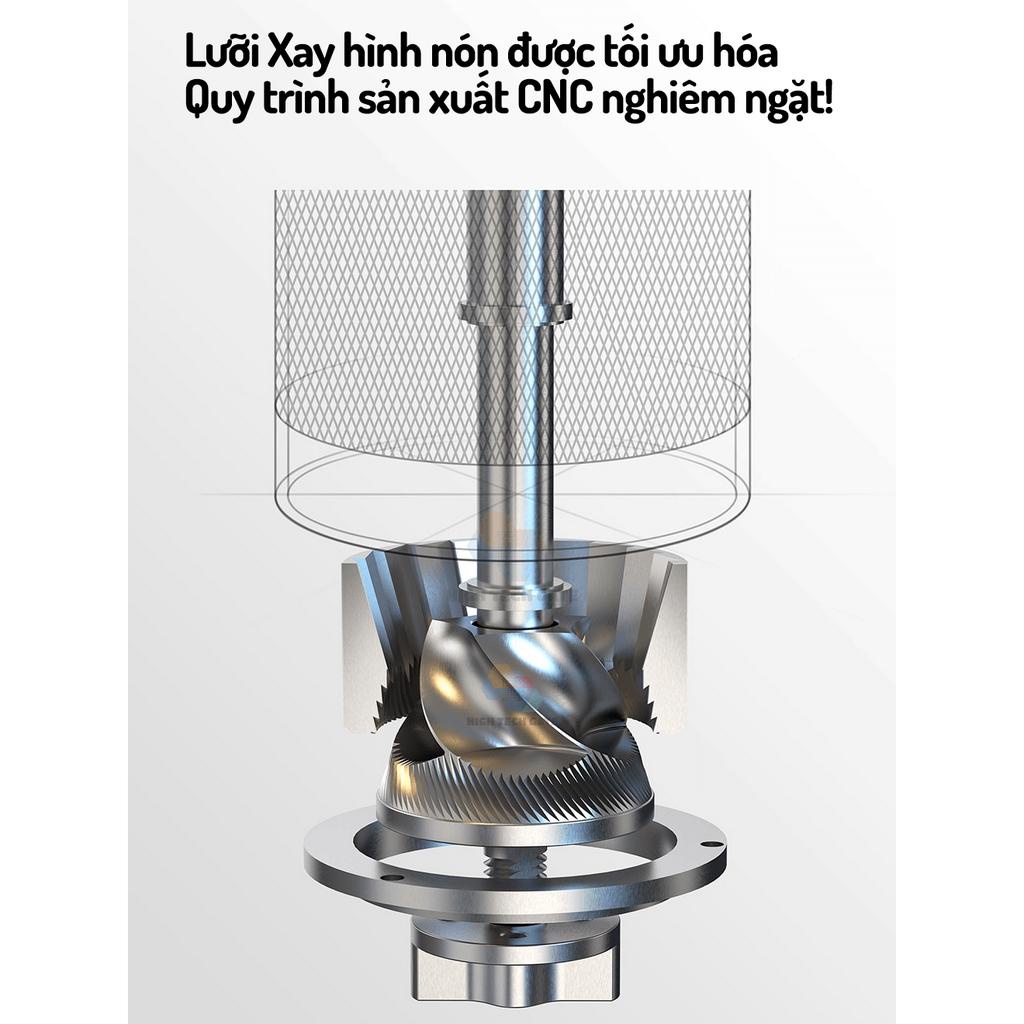 Máy Xay Cà Phê Cầm Tay HiBREW G4 Trang Bị Lưỡi Nón Với Công Nghệ CNC5D Tiêu Chuẩn, 45 Cấp Độ Xay Phù Hợp Với Mọi Cafe