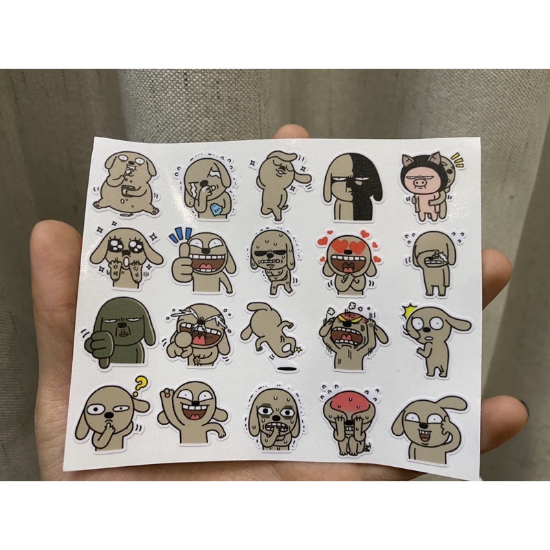 Sticker Mẫu Chó Nâu Ngộ Nghĩnh Mã 001 - Tấm 20 Sticker loại nhỏ 20mm