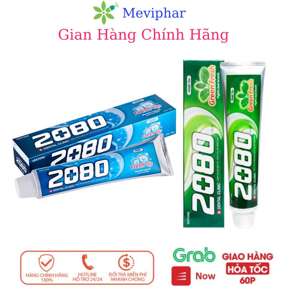 Kem Đánh Răng Hàn Quốc 2080 Người Lớn.Vị Bạc Hà Thơm Mát - Green Fresh Trà Xanh Tuýp To 120 gam