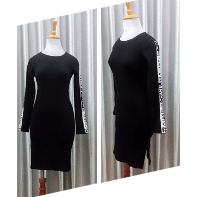 Đầm thun sọc logo chanel