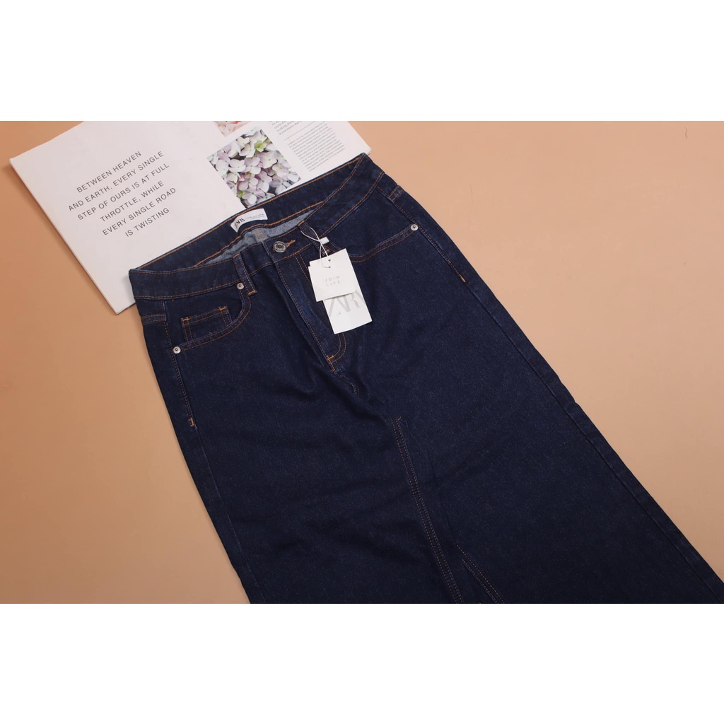 Quần jeans ống rộng dáng lỡ đến mắt cá chân - 01 màu đậm
