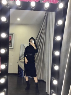 Váy len body kèm belt