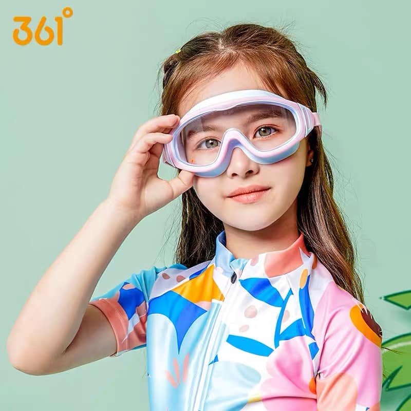 Kính bơi trẻ em góc rộng cho bé chính hãng 361 viền silicon không gọng ôm trọn mắt