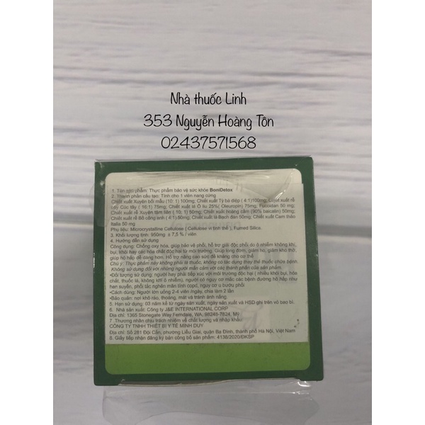 BoniDetox  - Viên uống hỗ trợ giải độc phổi, long đờm, giảm ho
