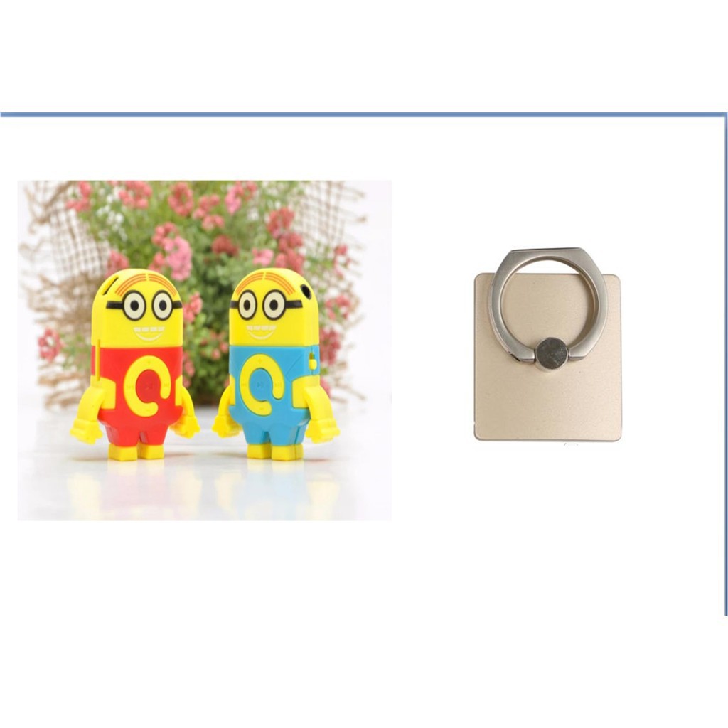 Máy nghe nhạc MP3 Minion co tai nghe có cáp sạc tặng kèm giá đỡ dán điện thoại shopsile676 Lhàng chính hãng