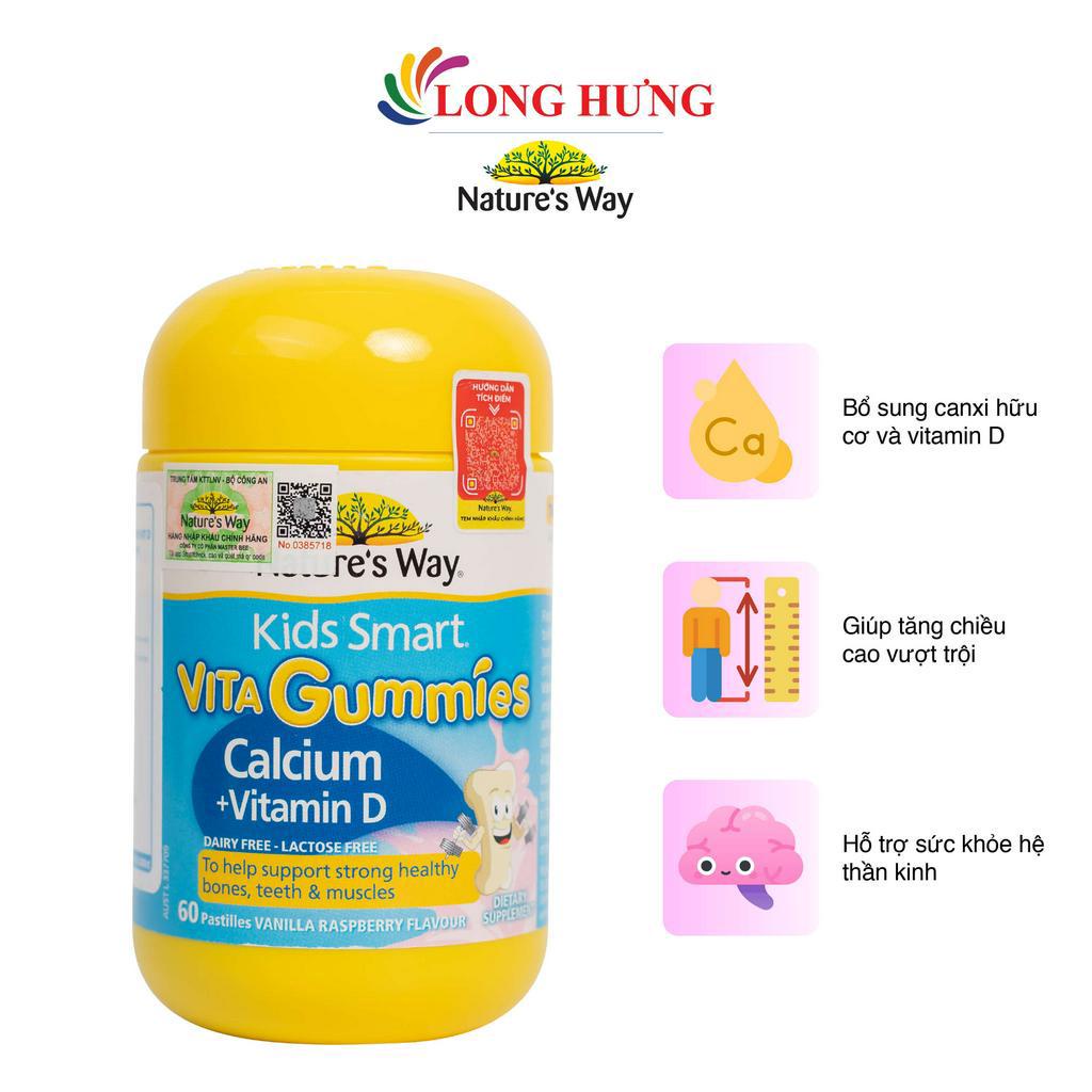 Kẹo dẻo Nature's Way Kids Smart Vita Gummies Calcium + Vitamin D bổ sung Canxi và Vitamin D3 cho bé (60 viên)