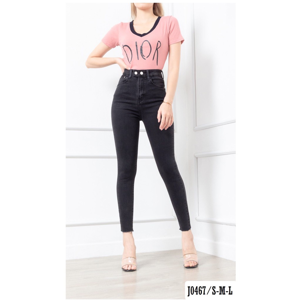 Quần Jean Đen Ôm Skinny Đen 2 Nút  J0467 - Jeany