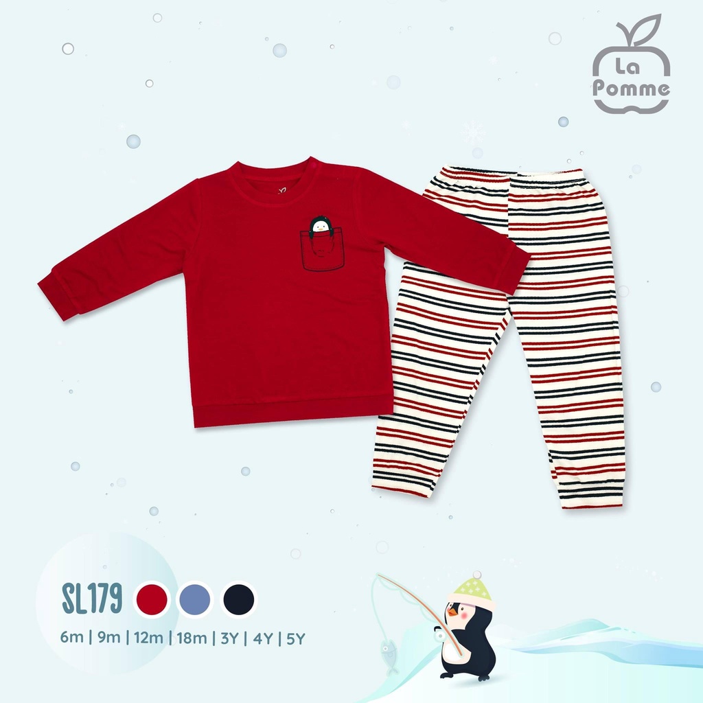 [Lapomme sale 2021] SL179 Bộ dài tay túi Cánh cụt Lapomme cho bé trai bé gái