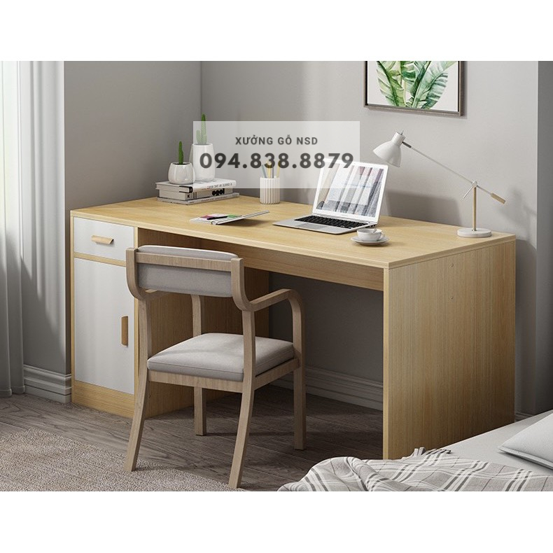 Bàn học bàn làm việc có ngăn kéo và hộc tủ gỗ MDF nhập khẩu chống ẩm cao cấp