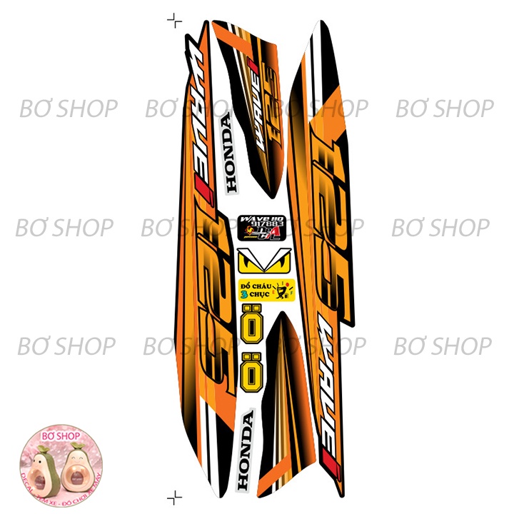 Tem rời WAVE ALPHA 110  Mẫu 125i - BƠ SHOP  - Tem chế 3 lớp cao cấp