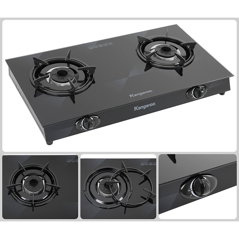 Bếp ga đôi Kangaroo KG8G1A -Trưng Bày +Tặng dây gas-đánh lửa Magneto,lửa tỏa đều, tiết kiệm gas