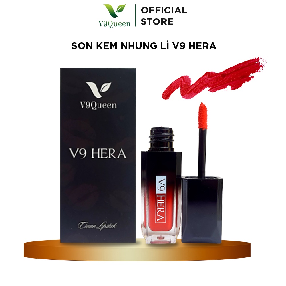 [MẪU MỚI] Son Kem Nhung Lì Mượt Lâu Trôi V9Queen Siêu Mịn Không Khô Môi Màu Đỏ Hồng V9 Hera 5ml