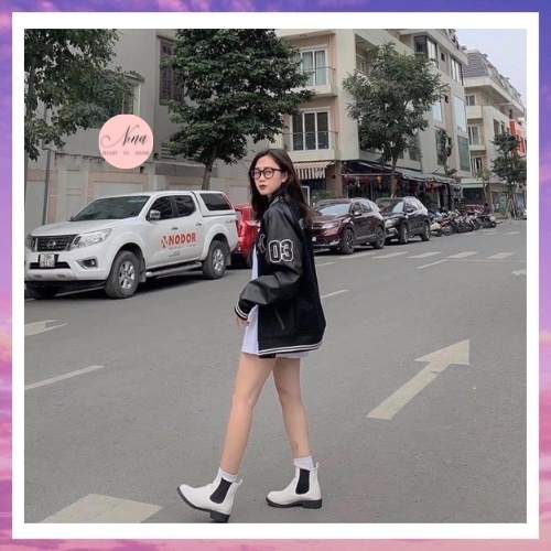 Áo Khoác Bóng Chày Nam Nữ NinaStore Bomber Unisex N.Y Chất Nỉ Tay Phối Da Cao Cấp