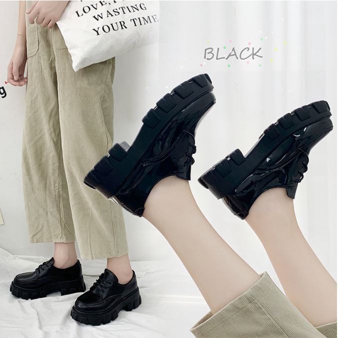 Giày bốt nữ cổ thấp hottrend , giầy nữ da đế 5cm tăng chiều cao phong cách Hàn Quốc GD01