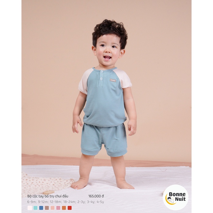 Bộ cộc tay bổ trụ chui đầu Cookie chất Cotton siêu mát