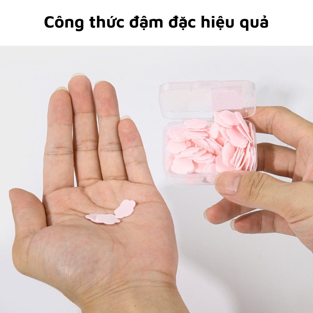Xà phòng giấy khô bỏ túi hình bông hoa xà bông rửa tay dùng một lần mang du lịch công tác đi học