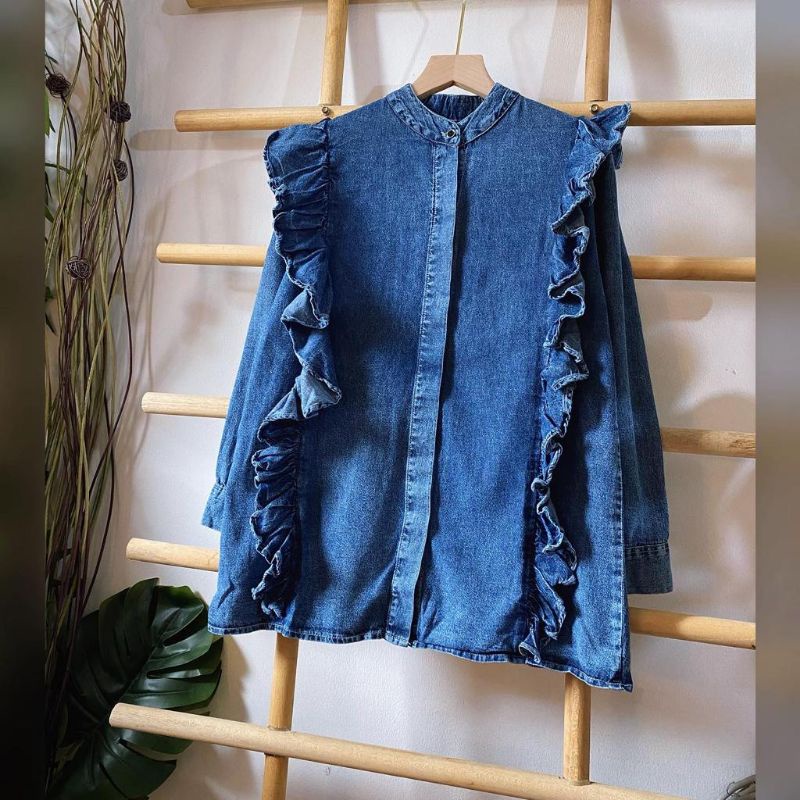 Áo sơ mi Denim phối bèo