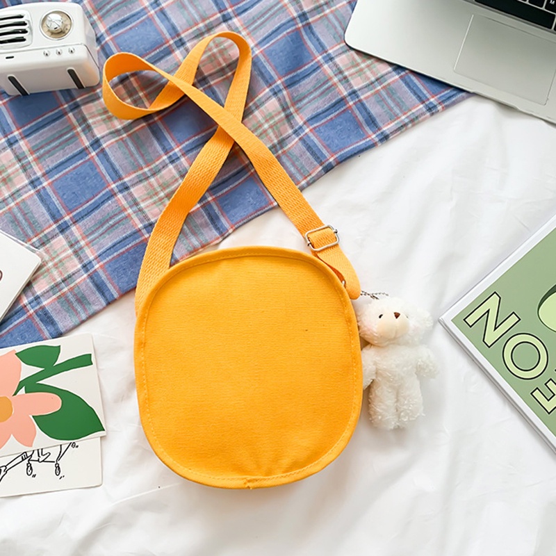 Túi đeo chéo vai bằng vải canvas hình tròn cỡ nhỏ thời trang cho nữ