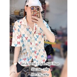 {Bigsize 60 - 90kg} Áo Sơ Mi + Quần Ngố Thun