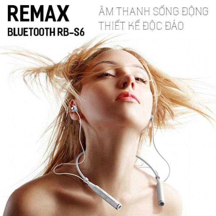 Tai nghe Bluetooth Remax RB-S6 / Remax S6 thể thao choàng cổ có 2 đầu hít nam châm