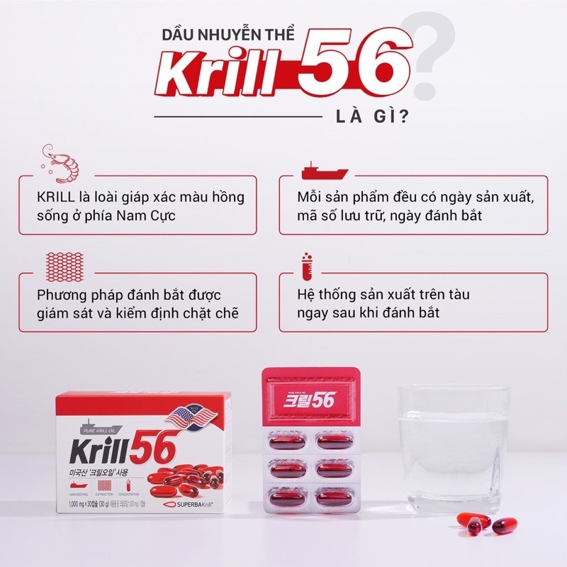 Dầu nhuyễn thể Krill56 Krill Oil Pulses 1000mg hộp 30 viên