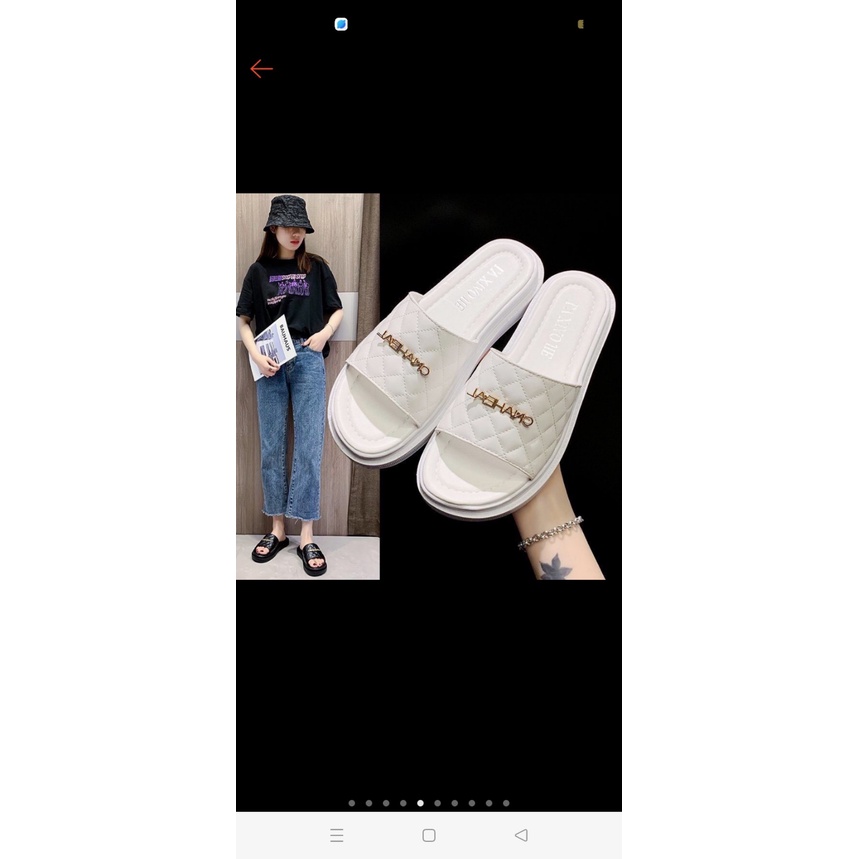 Dép bánh mì gắn chữ,đế 3-4cm siêu nhẹ màu trắng và đen siêu HOT