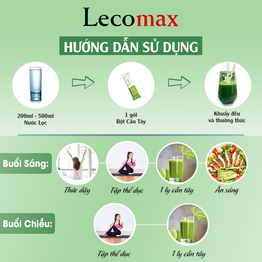Bột cần tây giảm cân nguyên chất behena sấy lạnh pha mật ong nước uống gói nhỏ Lecomax LMB01
