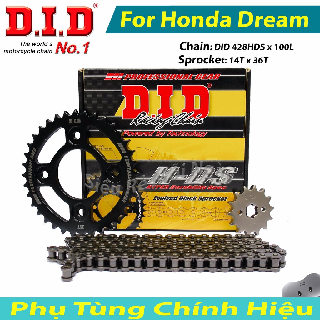 Bộ Nhông Sên Dĩa DID Honda Dream Sên đen 10ly Thái Lan