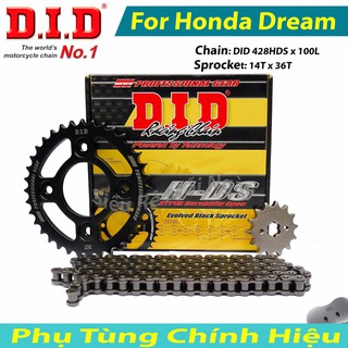 Bộ Nhông Sên Dĩa DID Honda Dream Sên đen 10ly Thái Lan