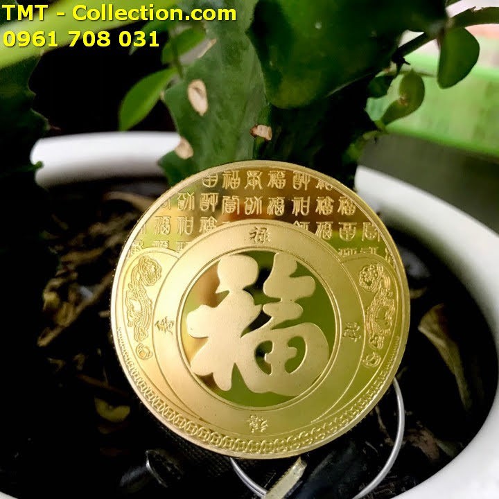 Xu Cá Chép Vượt Vũ Môn In Màu; Đường kính của đồng xu là 4cm - SP005190