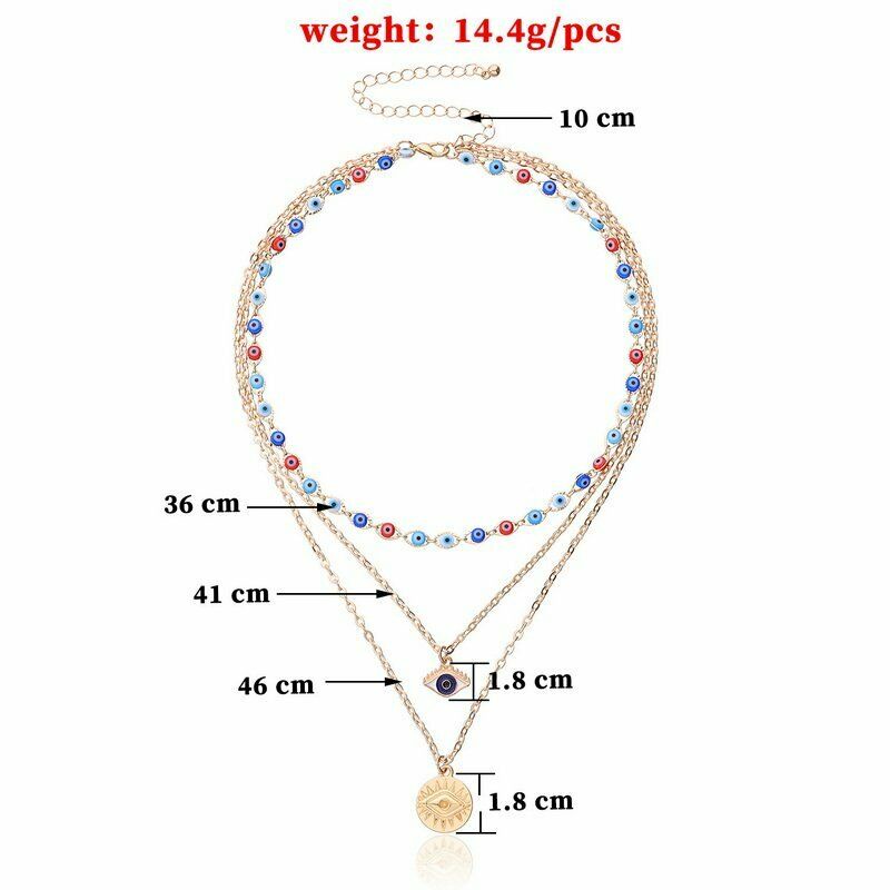 Vòng Cổ Choker Nhiều Lớp Đính Hạt Mắt Quỷ May Mắn Phong Cách Bohemia Năm 2023