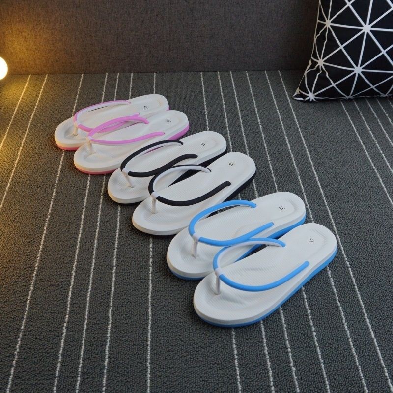 2018 new simple couple round strip flip flops women s summer fashion wild beach non-slip foam cool