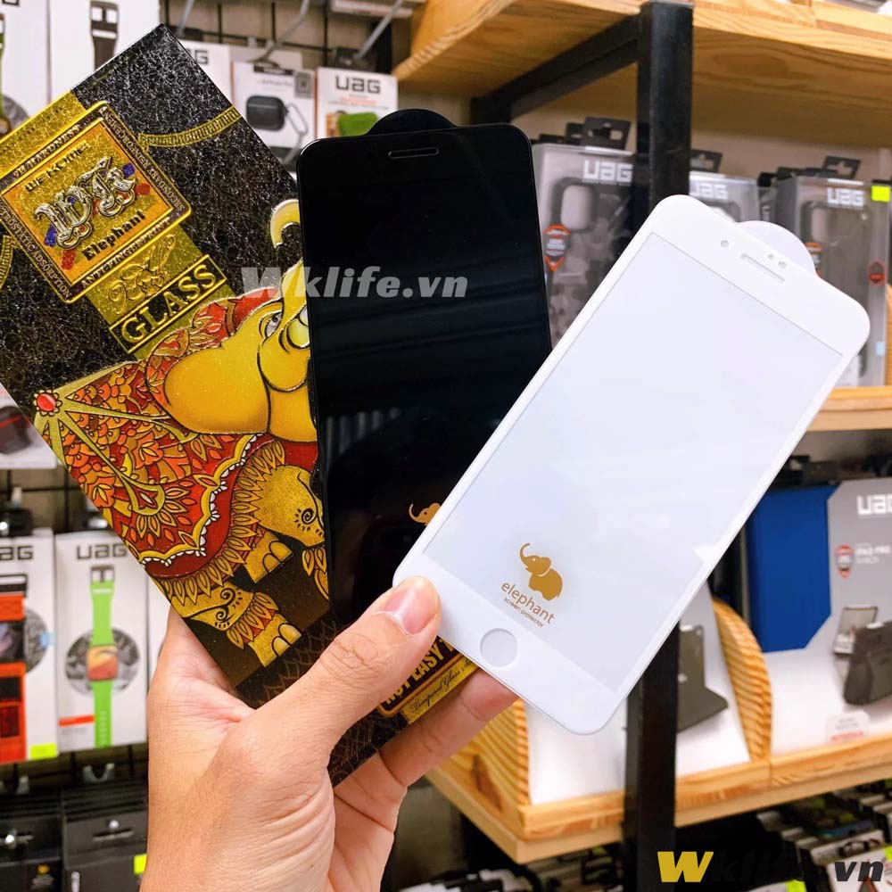 Cường Lực iPhone Siêu Cứng Chống Vỡ Cạnh WK Con Voi Full Hộp Sắt