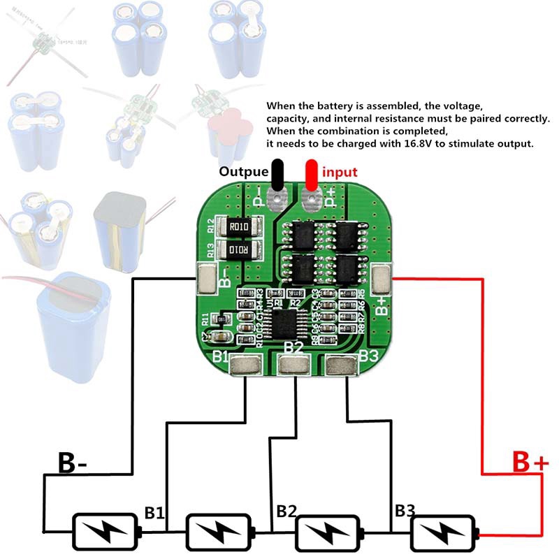 Bảng bảo vệ pin BMS PCM 4S 14,8V / 16,8V 20A đỉnh Li-ion cho pin Lithium LicoO2 Limn2O4 18650 Li