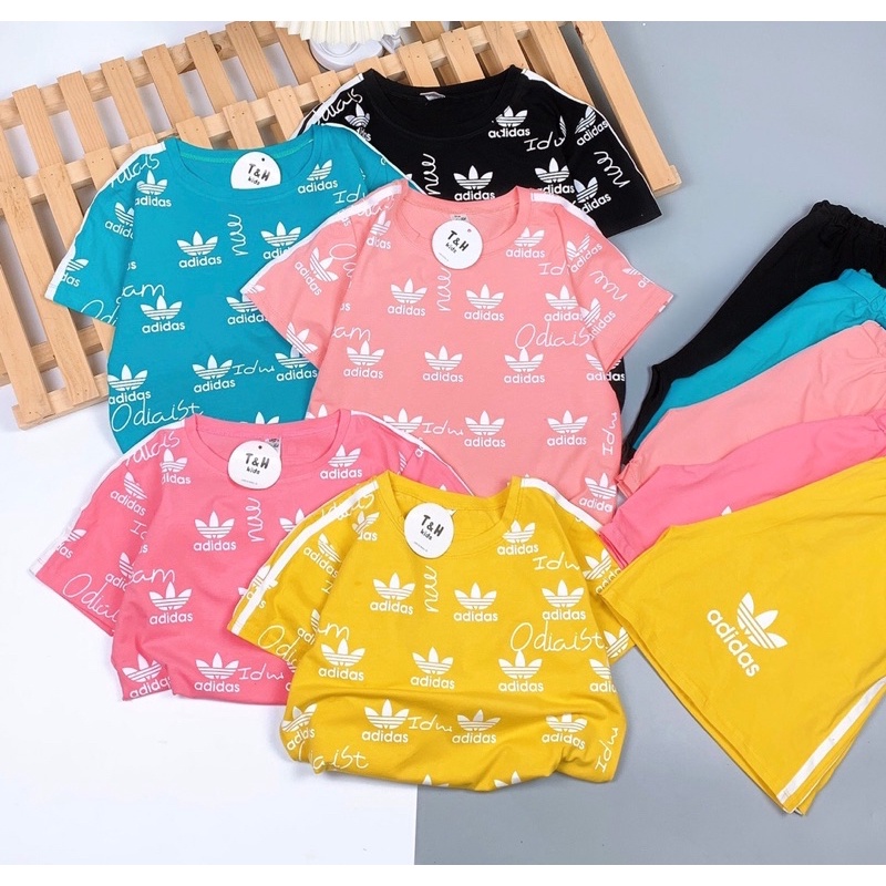 size 28-38kg bộ adid chạy viền sọc khoẻ khoắn cho bé - bddc