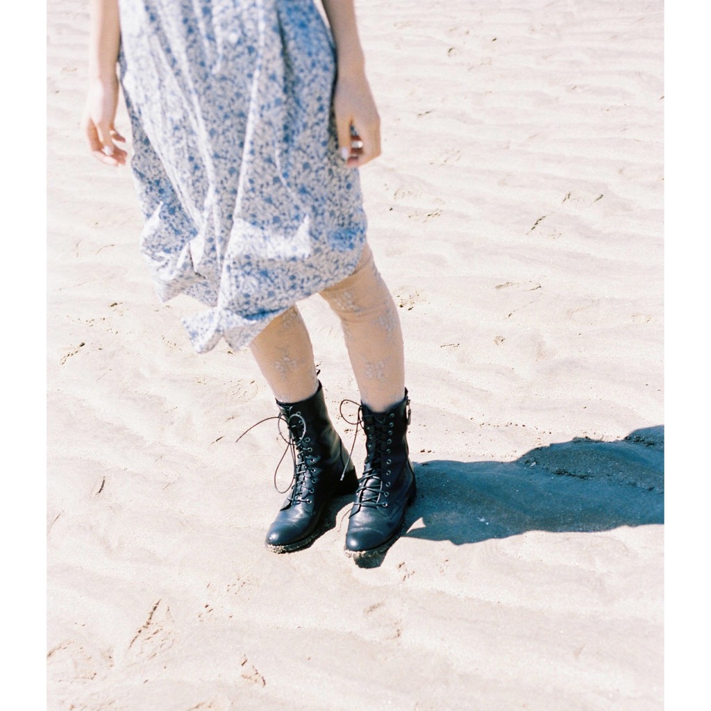 Sheep skin combat boots - giày bốt nữ Hàn Quốc da cừu cổ cao