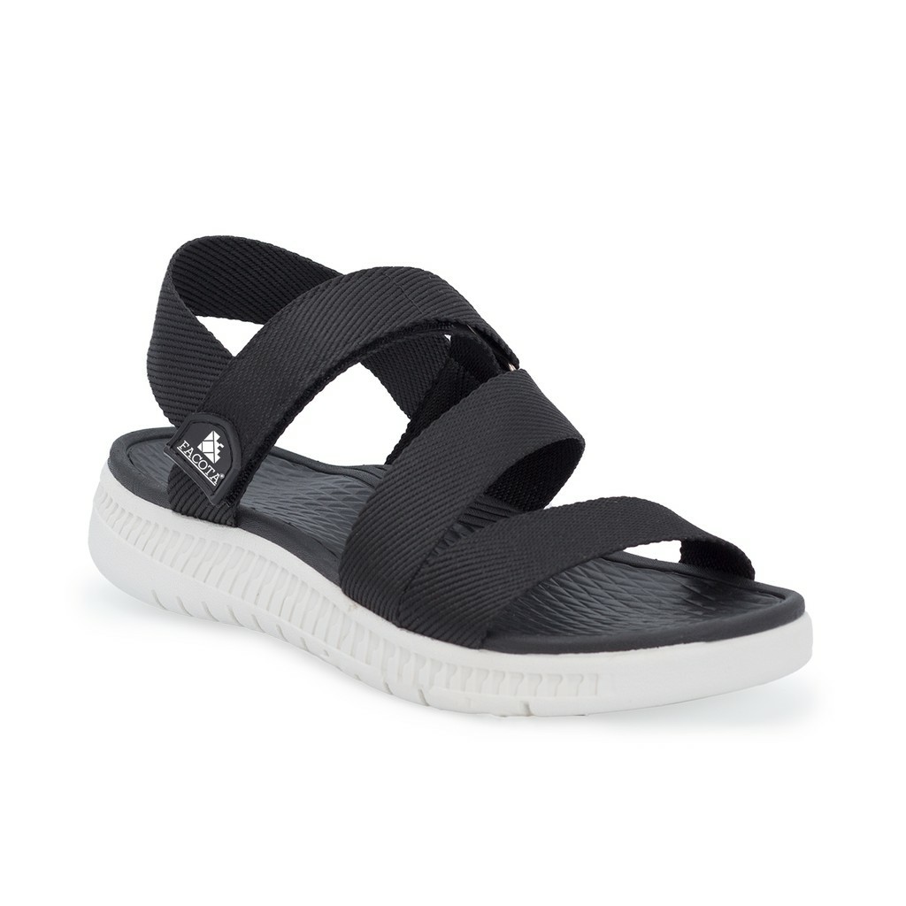 Giày sandal nam nữ FACOTA Đen đế trắng quai dù, đi học [Freeship]