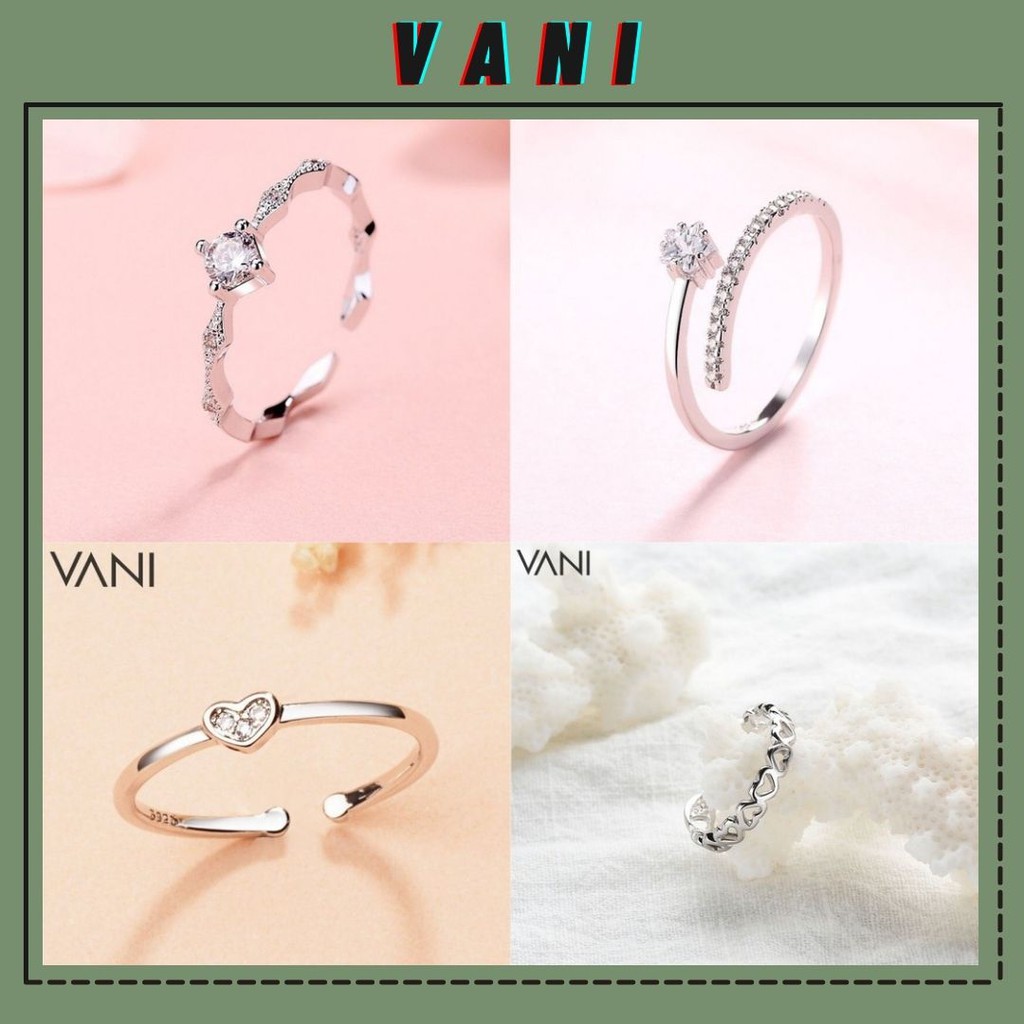 Nhẫn Bạc Hình Tim Rỗng / Ngôi Sao / Gợn Sóng / Tim Đá / Cỏ 4 Lá / Vương Miệng / Bóng
