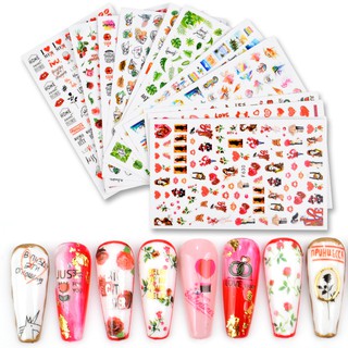 Sticker dán móng, hình dán móng hoạ tiết hoa khô