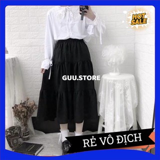 Chân váy voan tầng 2 lớp ulzzang màu đen trắng