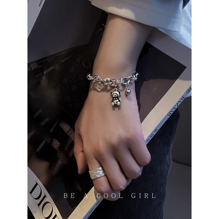 Vòng Tay Kim Loại Mặt Hình Chú Gấu Dễ Thương Dành Cho Nam Nữ Siêu hot , siêu chất