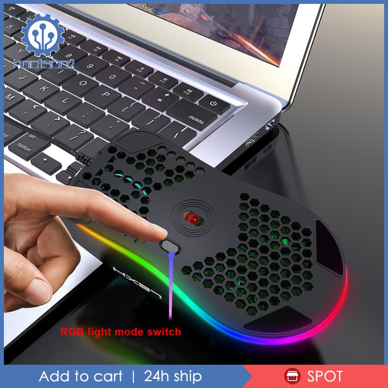 Gaming Mice Mouse 6400 DPI USB RGB Flowing Backlit Light Wired PC Laptop