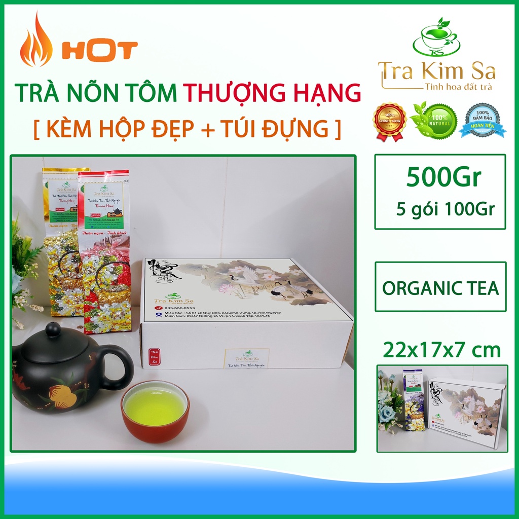 Trà Nõn tôm Thái Nguyên Loại Thượng hạng 1kg - Hộp 10 Gói 100Gr - Trà Hữu Cơ - TKS068